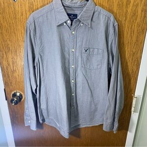 American Eagle Outfitters Gray Casual Button Down Shirt